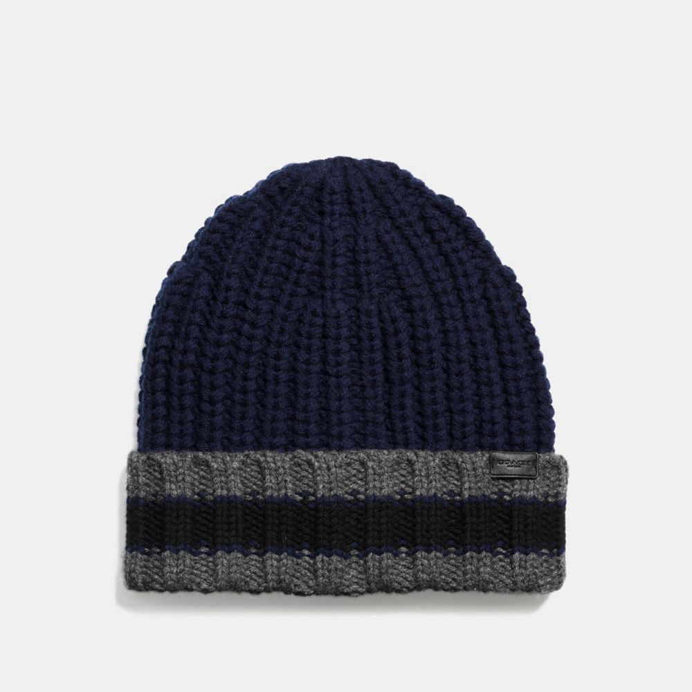 COACH®,Varsity Stripe Knit Beanie,,Front View