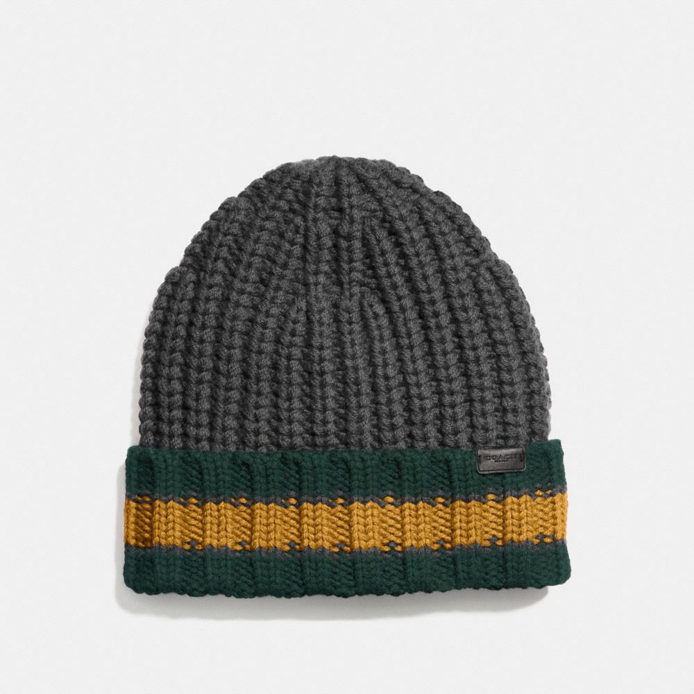 COACH®,Varsity Stripe Knit Beanie,,Front View