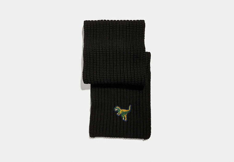 COACH®,REXY KNIT SCARF,wool,Black,Front View