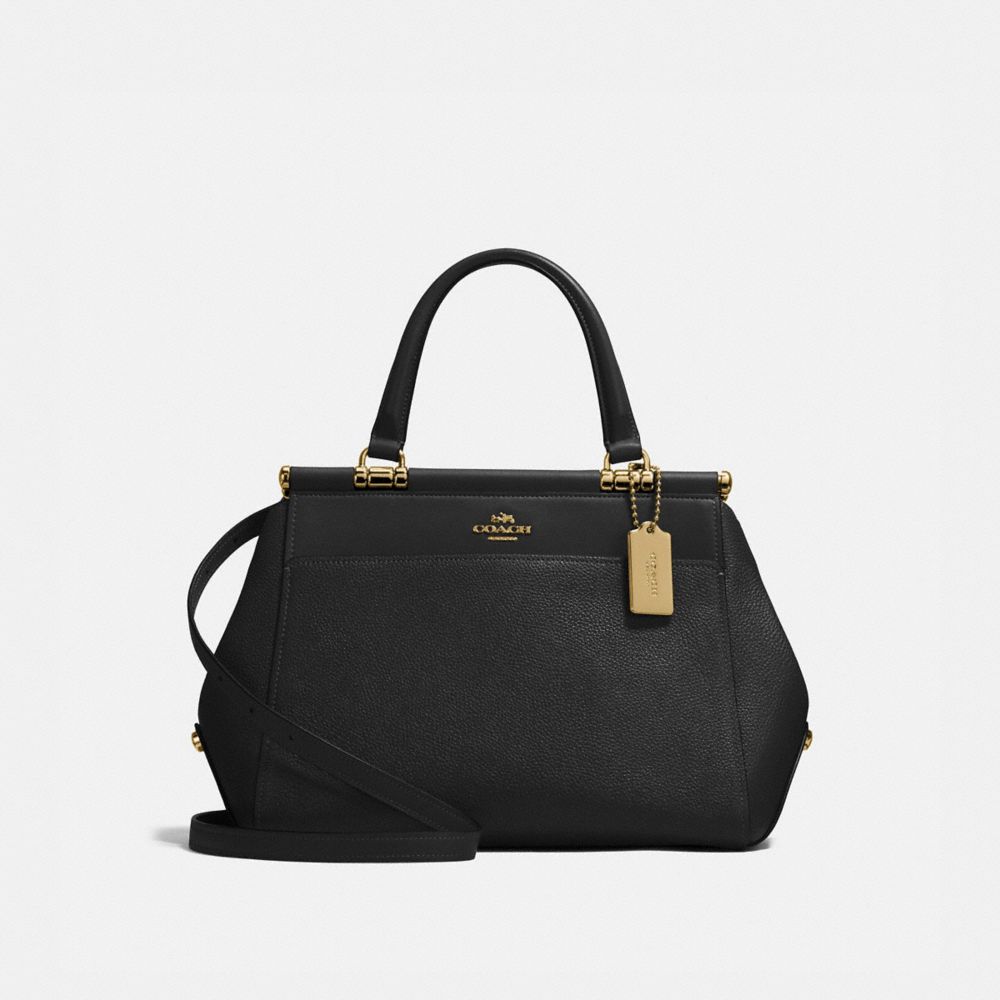 COACH®,GRACE BAG,Leather,Large,Light Gold/Black,Front View