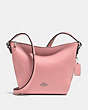 COACH®,SMALL DUFFLETTE,Leather,Medium,Silver/Peony,Front View