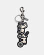 COACH®,HORSE AND CARRIAGE BAG CHARM,Leather,Black/Chalk,Front View