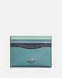 COACH®,CARD CASE IN COLORBLOCK,Leather,Silver/Marine Multi,Front View