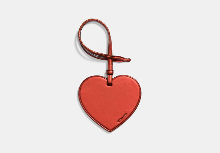 COACH®,HEART ORNAMENT,Leather,Metallic Brick,Front View