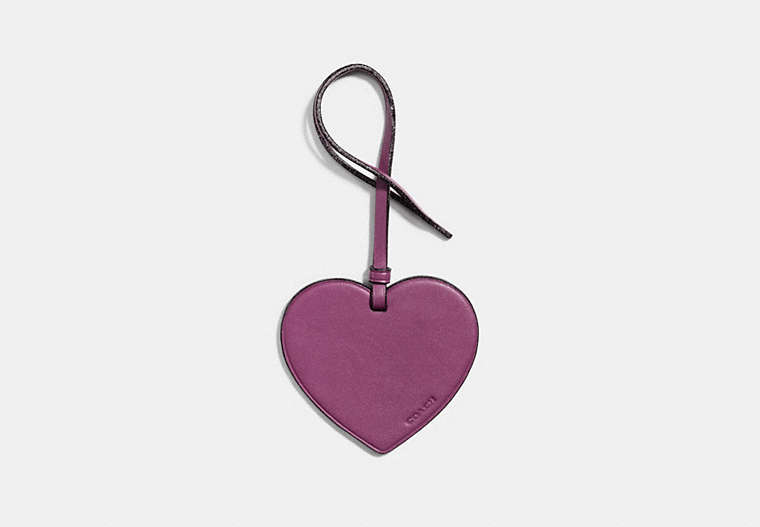 COACH®,HEART ORNAMENT,Leather,Dark Berry,Front View