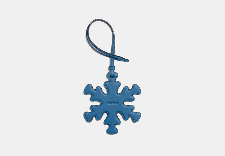 COACH®,SNOWFLAKE ORNAMENT,Leather,BLUE,Front View