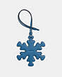 COACH®,SNOWFLAKE ORNAMENT,Leather,BLUE,Front View