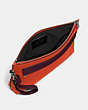 COACH®,POUCH IN COLORBLOCK,Leather,Deep Orange/Oxblood,Inside View,Top View