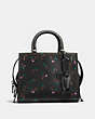 COACH®,ROGUE 25 WITH CHERRY PRINT,Leather,Medium,Black Copper/Black,Front View