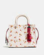 COACH®,ROGUE 25 WITH CHERRY PRINT,Leather,Medium,Black Copper/Chalk,Front View