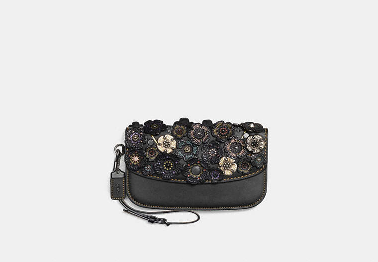 Clutch With Tooled Tea Rose