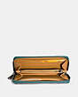COACH®,ACCORDION ZIP WALLET WITH PRAIRIE RIVETS,Leather,Black Copper/Dark Turquoise,Inside View,Top View