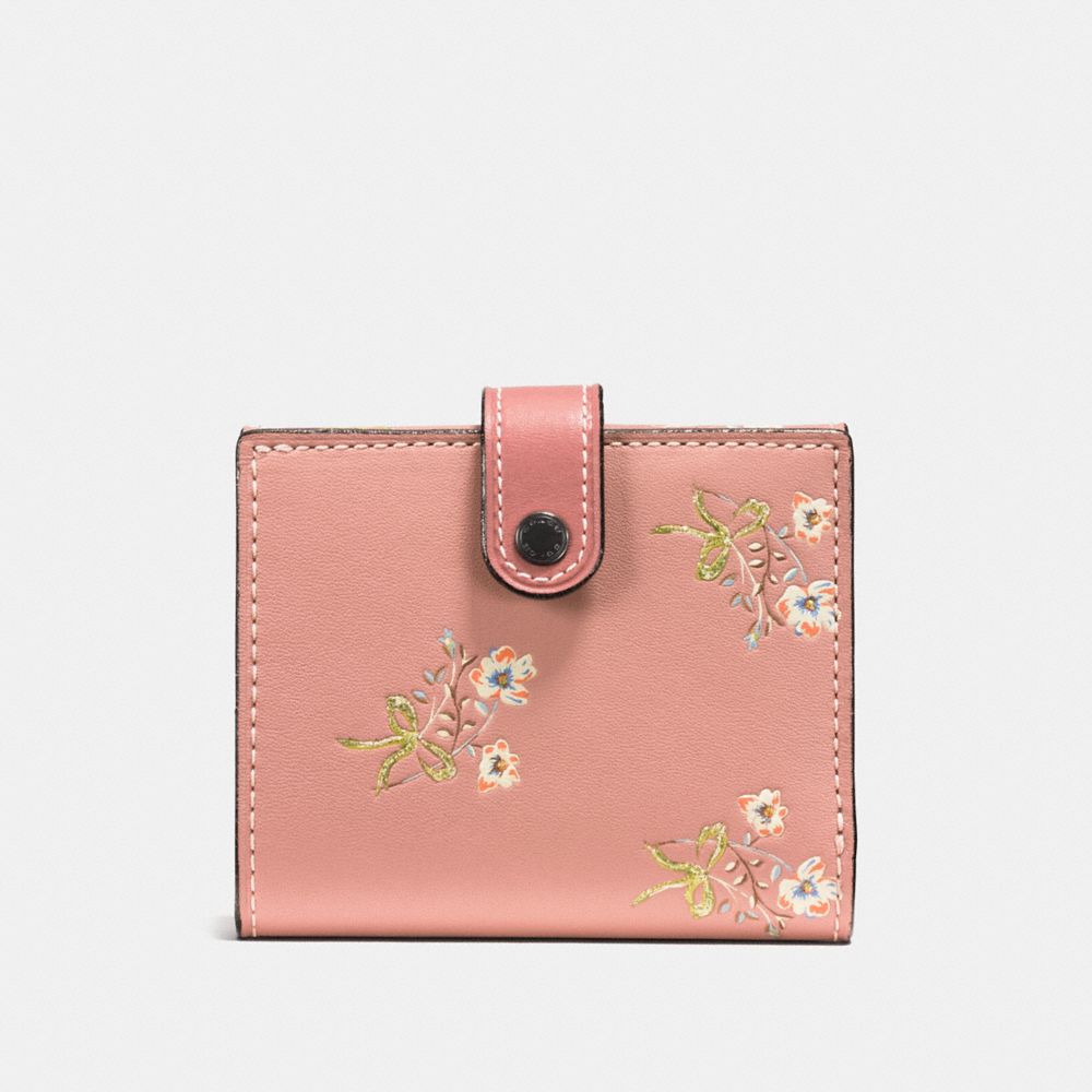 COACH COACH Small Trifold Wallet With Floral Bow Print