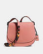 COACH®,SADDLE 23 WITH COLORBLOCK COACH LINK STRAP,Leather,Small,Black Copper/Melon Multi,Front View