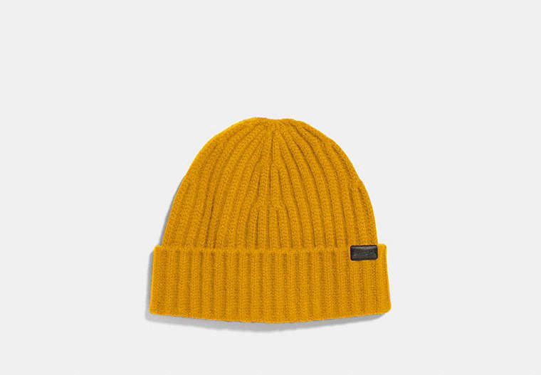 COACH®,CASHMERE BEANIE,cashmere,AMBER,Front View
