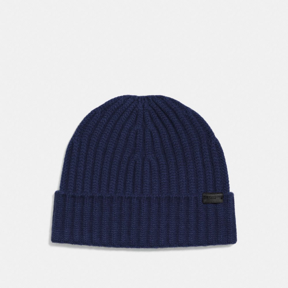 COACH®,CASHMERE BEANIE,cashmere,Midnight Navy,Front View