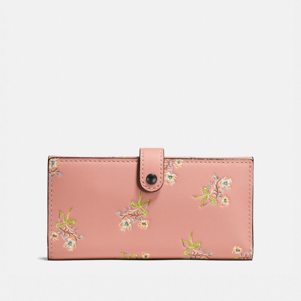 COACH®: Slim Trifold Wallet With Floral Bow Print