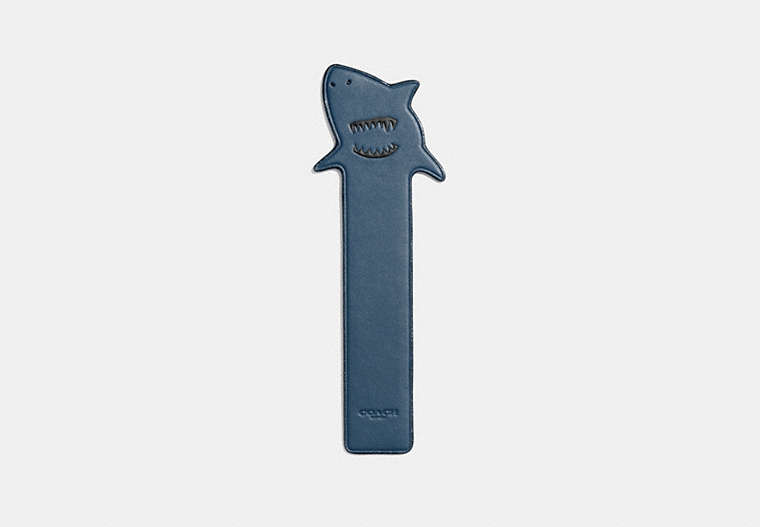 COACH®,SHARKY BOOKMARK,Leather,Dark Denim,Front View image number 0
