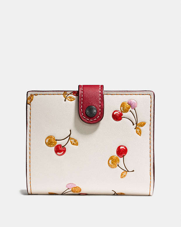COACH®: Small Trifold Wallet With Cherry Print
