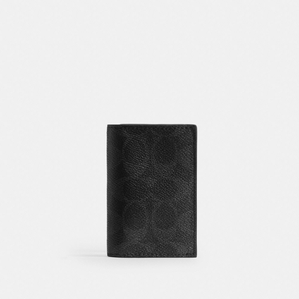 COACH®,バイフォルド カード ケース シグネチャー コーテッド キャンバス,カードケース/定期入れ/名刺入れ,ﾌﾞﾗｯｸ ｼｸﾞﾈﾁｬｰ