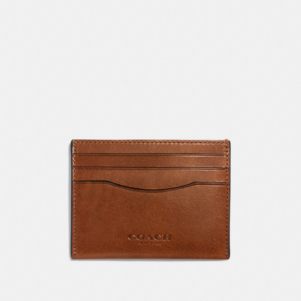COACH®,CARD CASE,Leather,Mini,Dark Saddle,Front View
