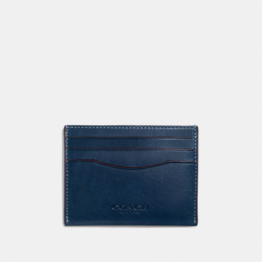 COACH®,CARD CASE,Leather,Mini,Denim,Front View