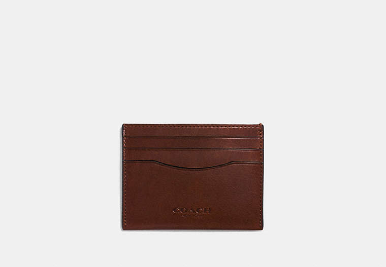 COACH®,CARD CASE,Leather,Mini,Mahogany brown,Front View