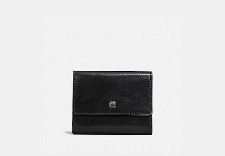 COACH®,COIN CASE,Leather,Black,Front View
