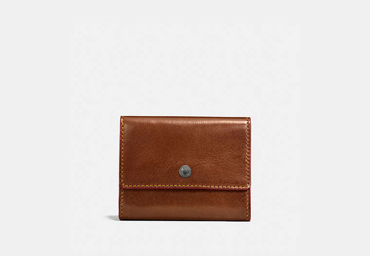 COACH®,COIN CASE,Leather,Dark Saddle,Front View