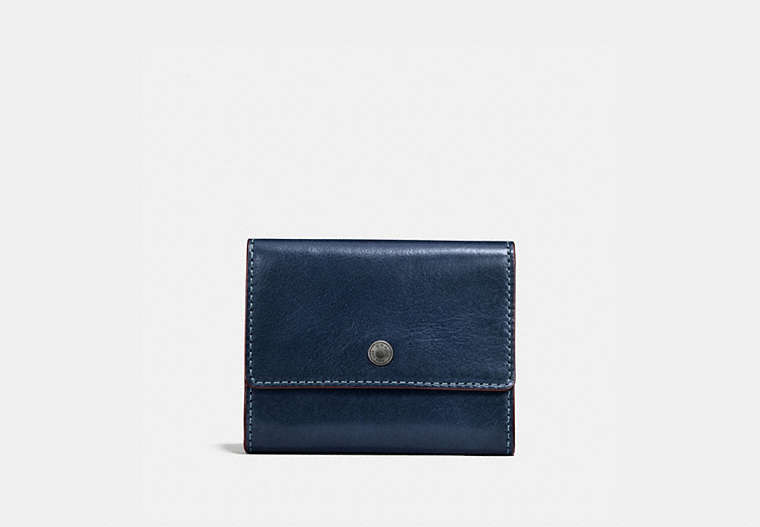 COACH®,COIN CASE,Leather,Denim,Front View