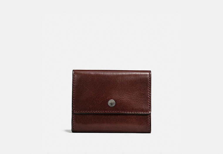 COACH®,COIN CASE,Leather,Mahogany brown,Front View