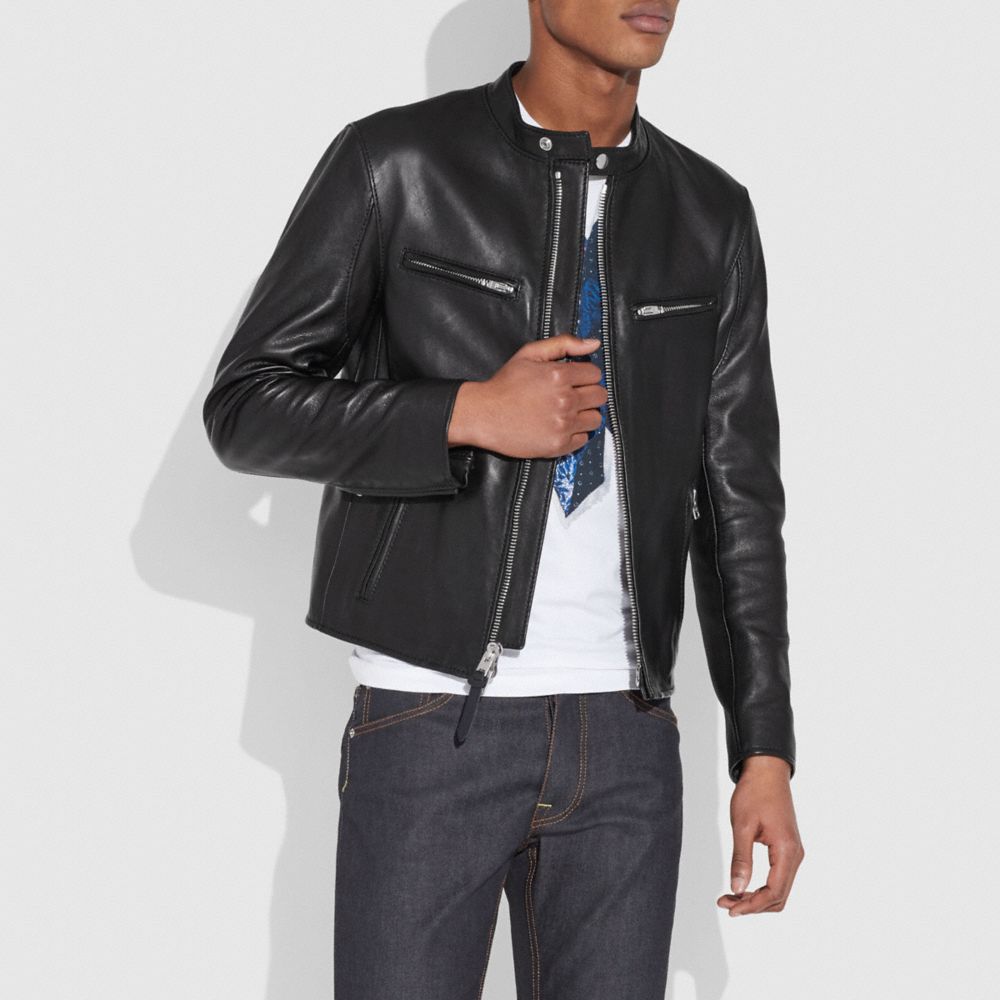 COACH®,RACER JACKET,Leather,Black,Scale View