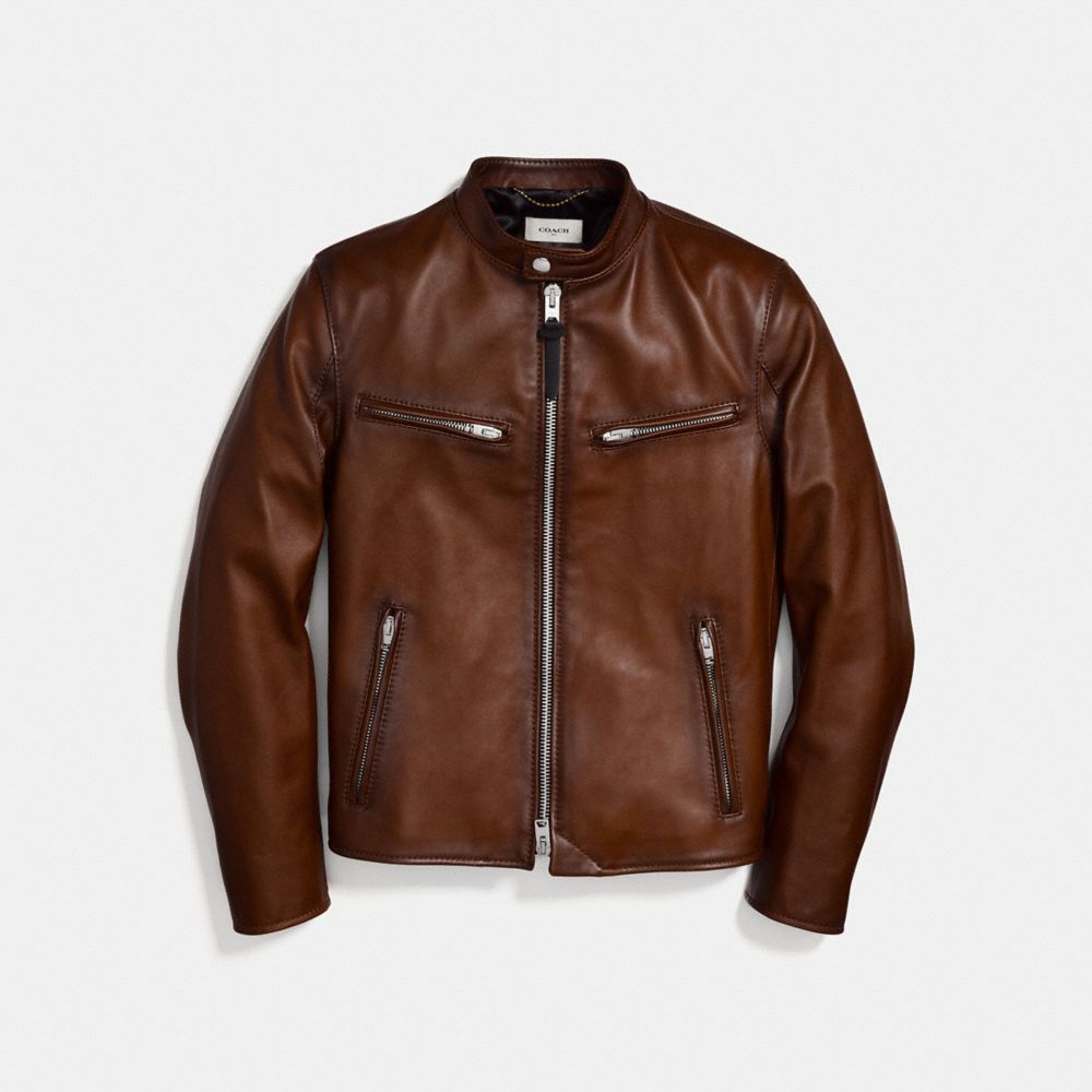 Coach leather outlet racer jacket