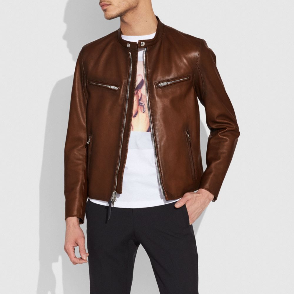 Coach leather 2025 racer jacket