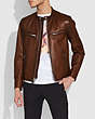 COACH®,RACER JACKET,Leather,Dark Saddle,Scale View