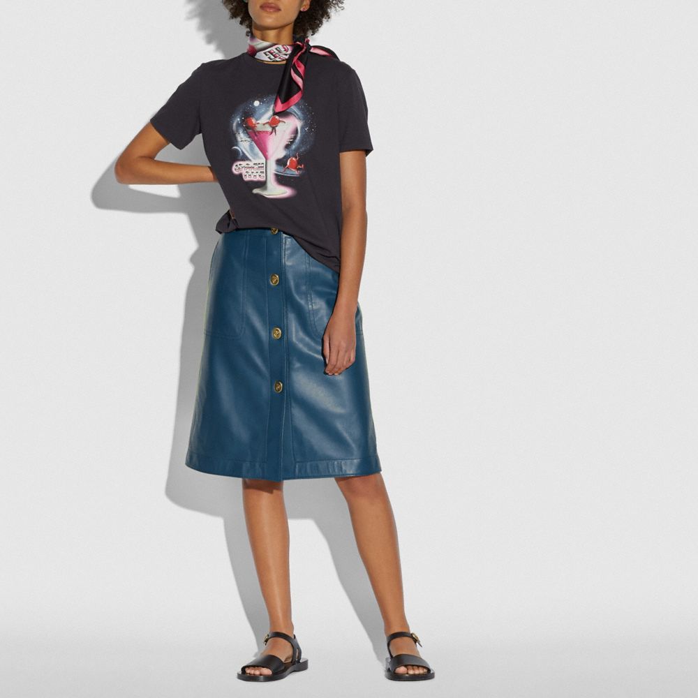 COACH®,Leather Skirt With Turnlocks,,Scale View