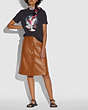 COACH®,LEATHER SKIRT WITH TURNLOCKS,Leather,DARK CARAMEL,Scale View