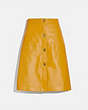 COACH®,LEATHER SKIRT WITH TURNLOCKS,Leather,Yolk,Front View