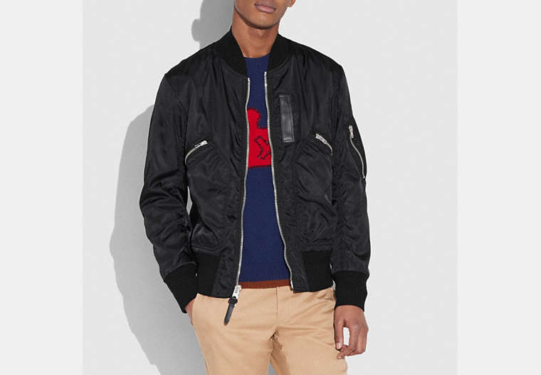 COACH®,MA-1 JACKET,Nylon,Black,Front View image number 0