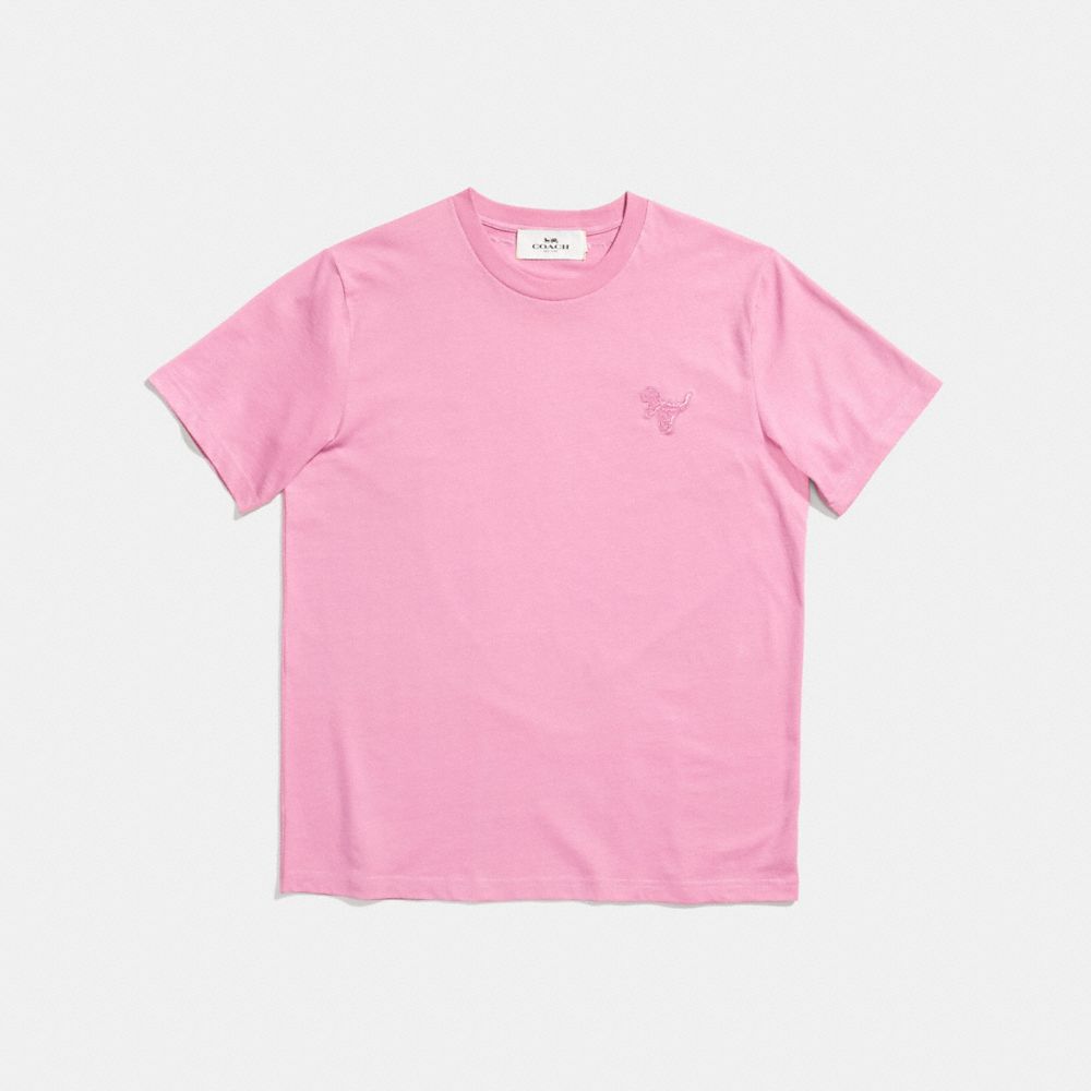 COACH®,REXY PATCH T-SHIRT,cotton,PINK,Front View
