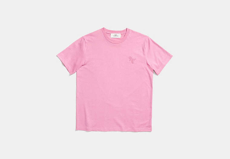 COACH®,REXY PATCH T-SHIRT,cotton,PINK,Front View