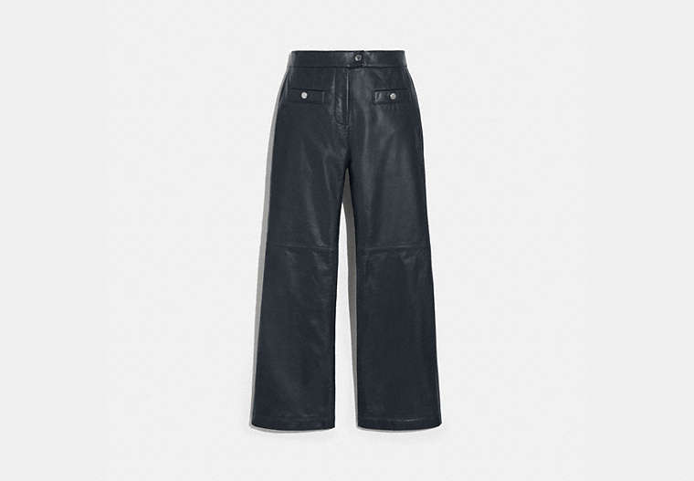 COACH®,LEATHER PANTS,Leather,NAVY,Front View