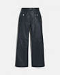 COACH®,LEATHER PANTS,Leather,NAVY,Front View
