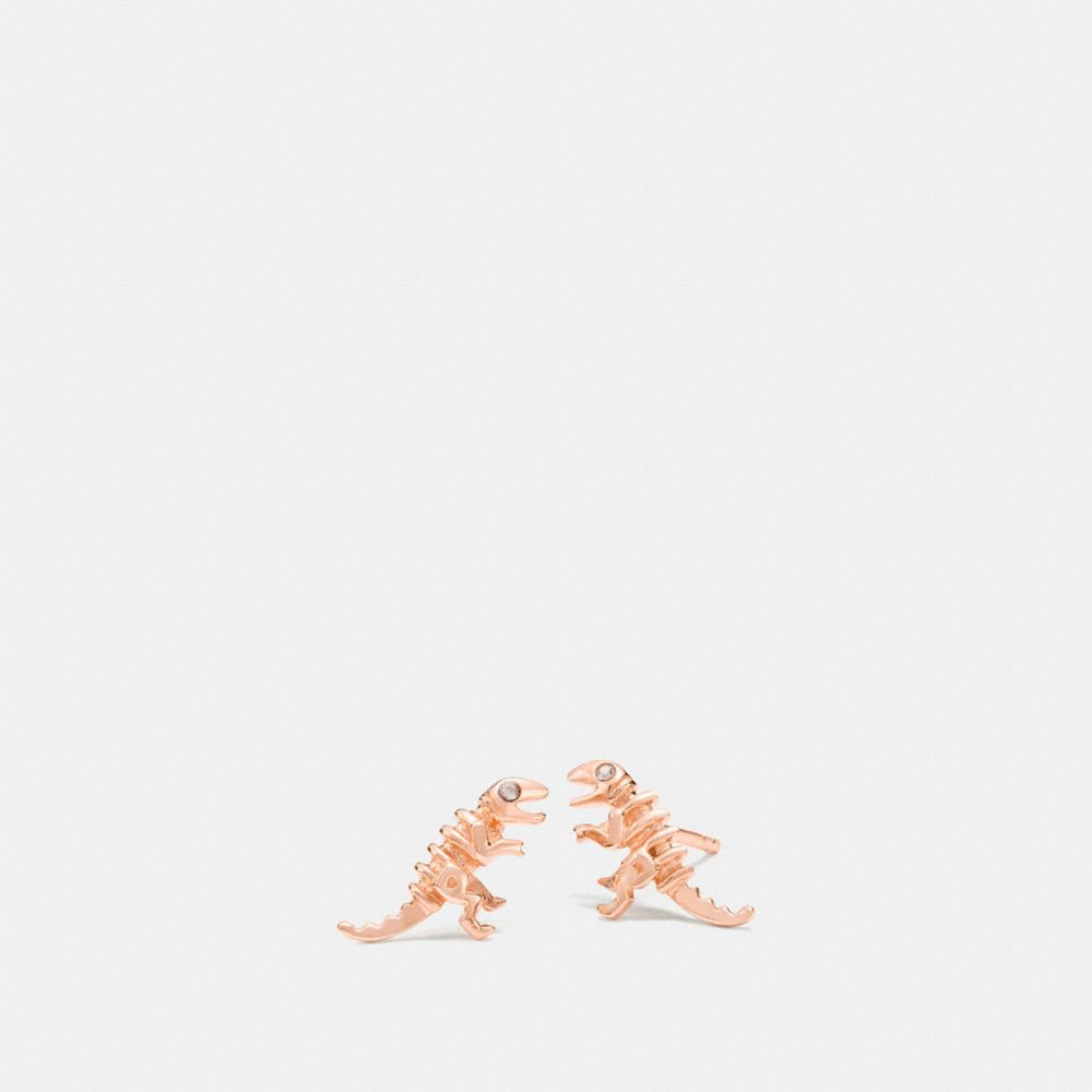 COACH®,MINI DEMI-FINE REXY STUD EARRINGS,Plated Brass,Rose Gold,Front View image number 0