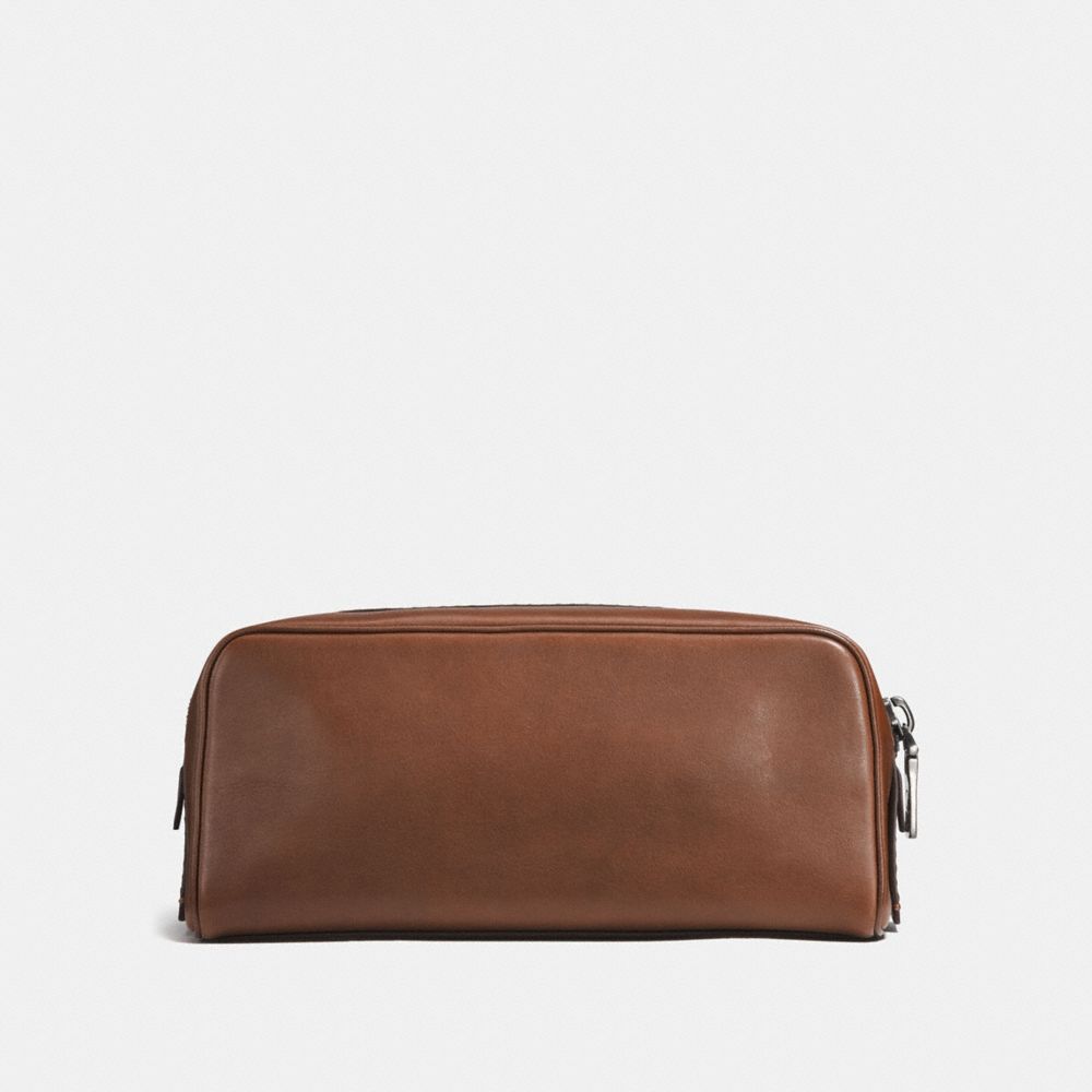 COACH®,DOPP KIT,Leather,Medium,Dark Saddle,Back View