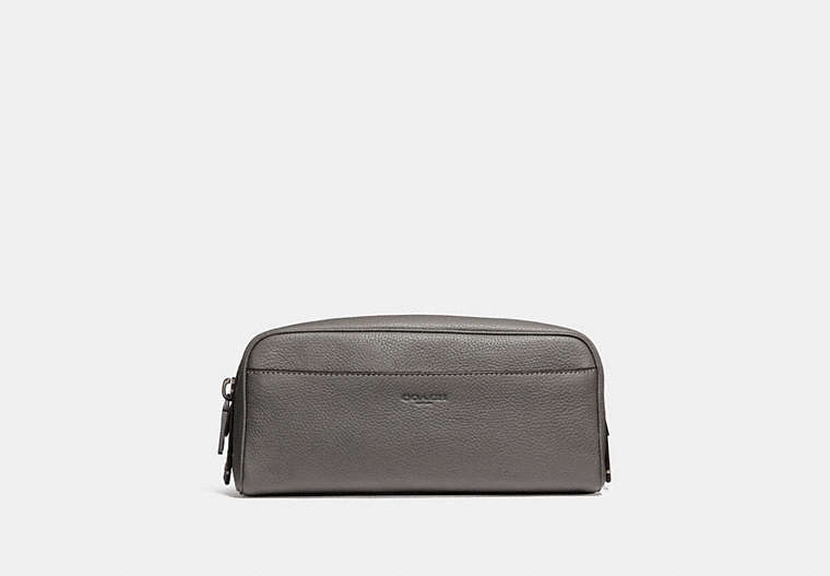 COACH®,DOPP KIT,Leather,HEATHER GREY,Front View image number 0