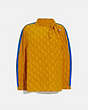 COACH®,HORSE AND CARRIAGE TIE NECK BLOUSE,Silk,Ochre,Front View