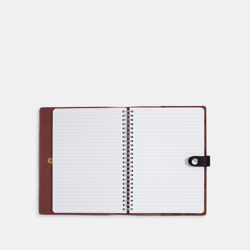 COACH®,CARNET EN TOILE SIGNATURE,Or/Sang-De-Bœuf multi,Inside View,Top View