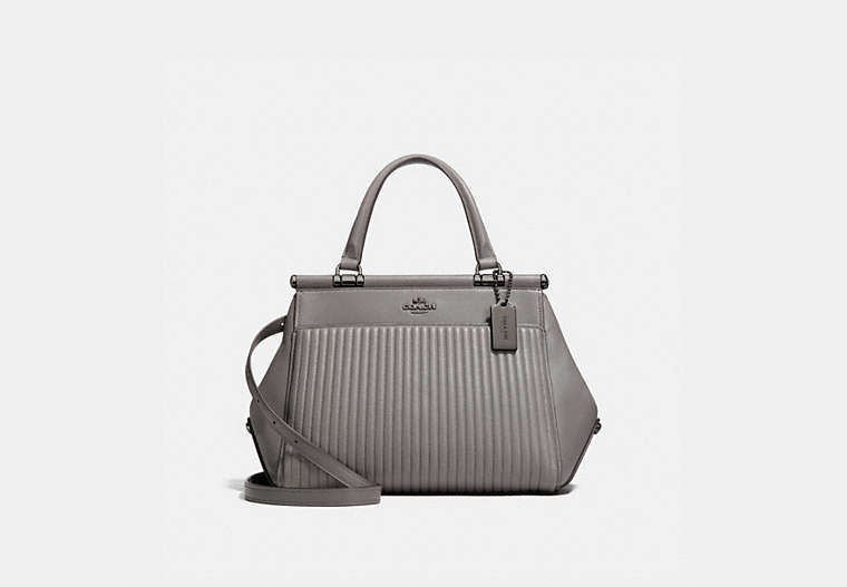 COACH®,GRACE BAG WITH QUILTING,Leather,Large,Dark Gunmetal/Heather Grey,Front View