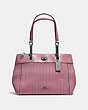 COACH®,TURNLOCK EDIE CARRYALL WITH QUILTING,Leather,Dark Gunmetal/Dusty Rose,Front View